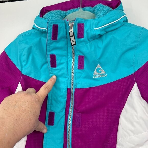 Gerry Youth Jacket Sz Xs Colorblock Purple Blue Insulated - Picture 8 of 16
